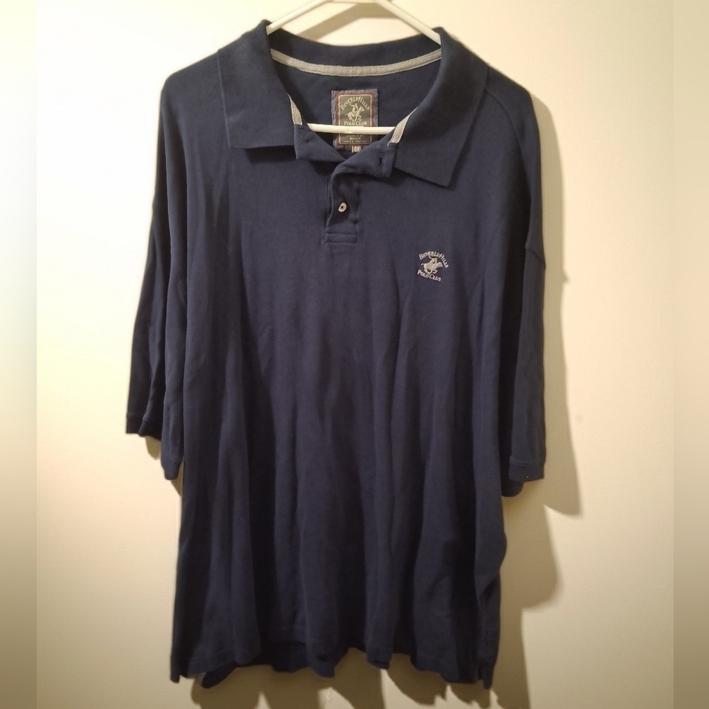 Beverly Hills Polo Club Men's 4XL Polo Shirt Navy Blue Short Sleeve Big & Tall